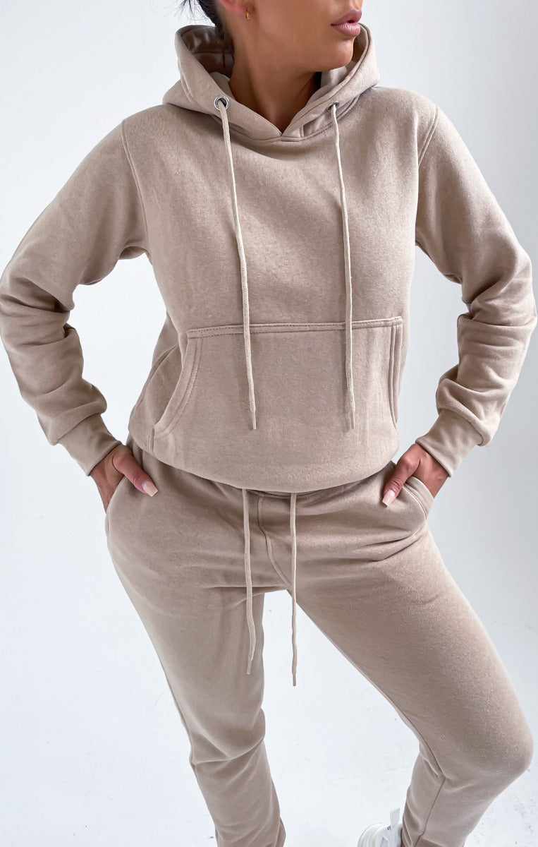 Cream Hoodie & Cuffed Joggers Loungewear Set Bellamy, Femme Luxe