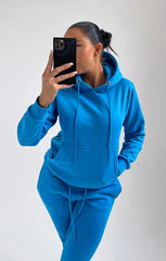 Royal Blue Oversized Front Pocket Drawstring Hoodie - Niamh