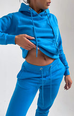 Royal Blue Oversized Front Pocket Drawstring Hoodie - Niamh