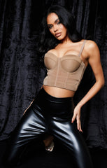 Mocha Strappy Corset Style Crop Top - Rhianna