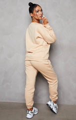 Nude Oversized Sweatshirt & Front Seam Joggers Loungewear Set - Seville