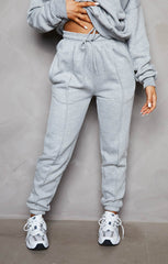 Grey Marl Oversized Sweatshirt & Front Seam Joggers Loungewear Set - Seville