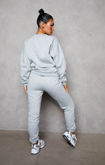 Grey Marl Oversized Sweatshirt & Front Seam Joggers Loungewear Set - Seville
