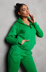 Green Zip Up Hoodie Cuffed Joggers Loungewear Set - Sibyl
