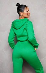 Green Zip Up Hoodie Cuffed Joggers Loungewear Set - Sibyl