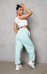 Mint Oversized High Waisted Shirred Drawstring Pocket Detail Cuffed Joggers - Samira