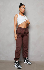 Chocolate Oversized High Waisted Shirred Drawstring Pocket Detail Cuffed Joggers - Samira