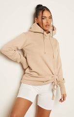 Stone Fleece Oversized Long Sleeve Ruched Front Hoodie - Lana