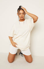 Stone Oversized T-Shirt & Cycling Shorts Co-ord - Zora