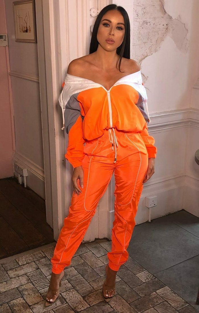 Neon Orange Windbreaker Jacket Jackets Femme Luxe