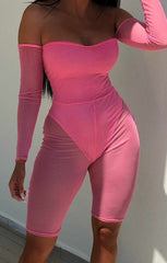 Pink Bardot Corset Mesh Playsuit - Saffy