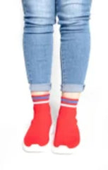 Red Chunky Sole High Runner Sock Trainers - Celine