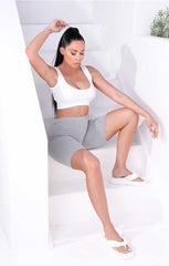 Grey High Waisted Cropped Fitted Cycling Shorts - Roxanne