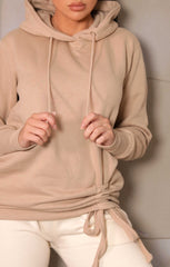 Stone Fleece Oversized Long Sleeve Ruched Front Hoodie - Lana