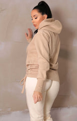 Stone Fleece Oversized Long Sleeve Ruched Front Hoodie - Lana