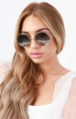 Gold Mirrored Round Sunglasses - Jessica