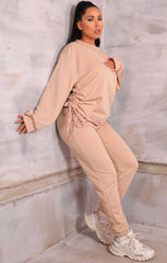 Cream Hoodie & Cuffed Joggers Loungewear Set Bellamy, Femme Luxe