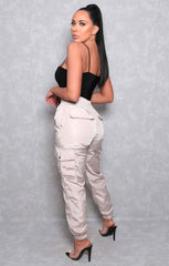 Stone Cuffed Cargo Trousers - Poppi