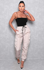 Stone Cuffed Cargo Trousers - Poppi