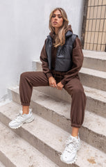 Black High Neck Sleeveless Zip Up Padded Crop Gilet - Rivkah