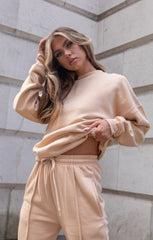 Nude Oversized Sweatshirt & Front Seam Joggers Loungewear Set - Seville