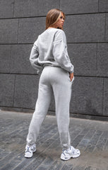 Grey Marl Oversized Sweatshirt & Front Seam Joggers Loungewear Set - Seville