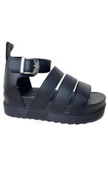 Black Gladiator Style Flat Sandals - Zarina