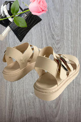 Beige Buckle Strap Gladiator Sandals - Estrella