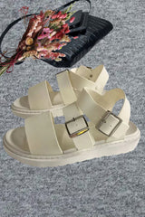 White Buckle Strap Gladiator Sandals - Estrella